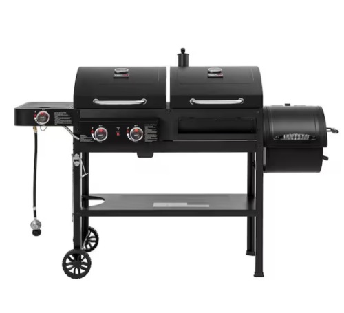 Royal Gourmet 2-Burner Propane Gas and Charcoal Combo Grill with Offset Smoker Side Burner in Black