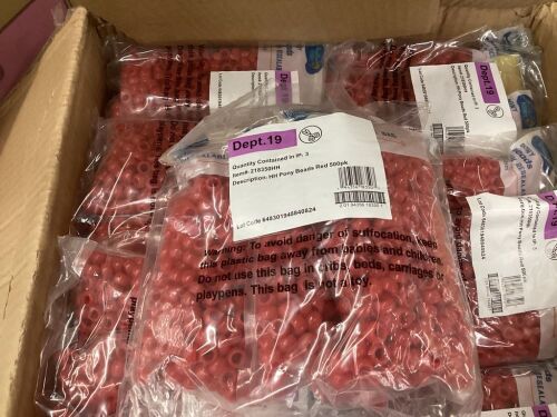 Case of (120) Red Pony Beads, 500pc