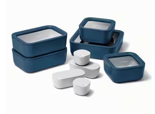 CARAWAY HOME 14-Piece Glass Food Storage Set Navy