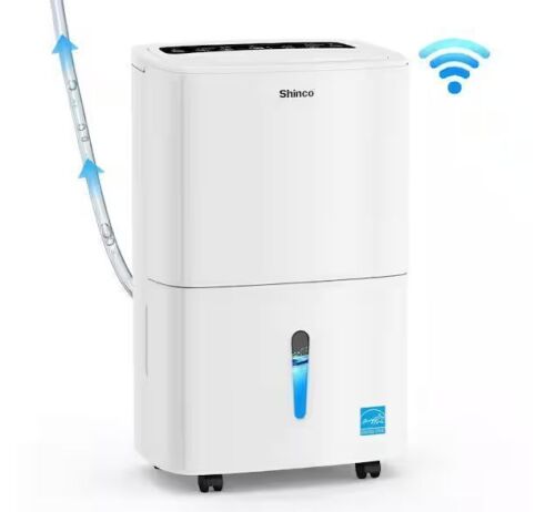 150 pt. 7,000 sq. ft. Dehumidifier in White with Pump, Wi-Fi Enabled, Auto Defrost, Large 14.8 pt. Bucket, 24 H Timer
