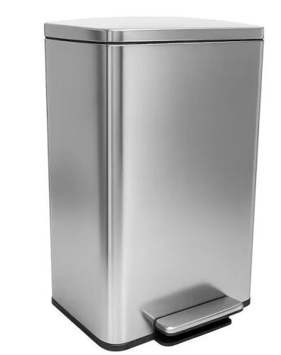 SIMPLI-MAGIC 13.2 Gal Step Trash Can with Soft-Close Lid and Foot Pedal, Smudge-Resistant