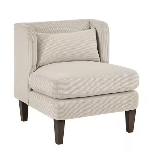 Lazzara Alby Taupe Corduroy Fabric Upholstery Accent Arm Chair
