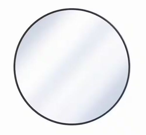 Lot of (2) 20 in. W x 20 in. H Round Black Brushed Aluminum Alloy Frame Modern Wall Mirror