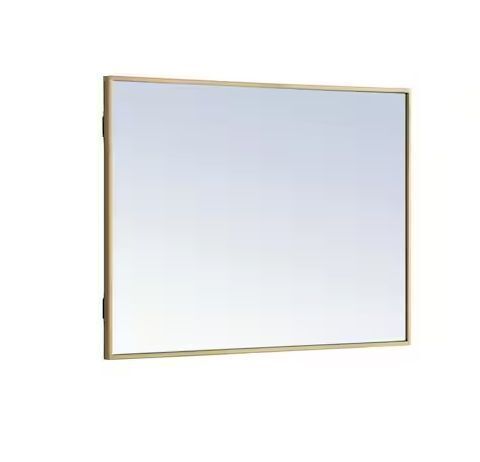 Timeless Home 24 in. W x 32 in. H x Contemporary Metal Framed Rectangle Brass Mirror
