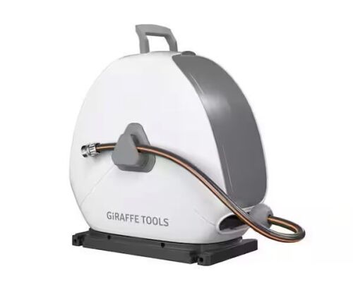 Giraffe Tools Ground-Mounted Retractable Hose Reel-1/2 in.-82 ft. Light Grey