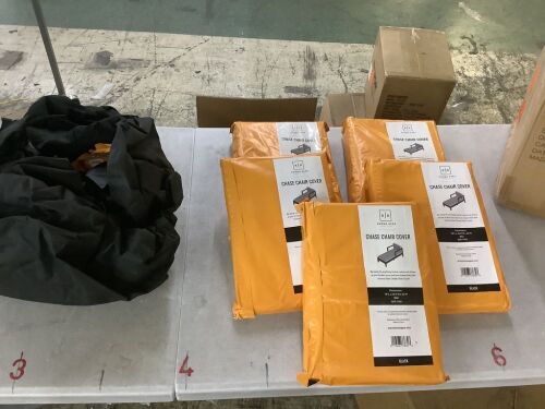 Lot of (6) KHOMO GEAR Black Chaise Outdoor Weatherproof Heavy-Duty Patio Furniture Cover - (1) Opened