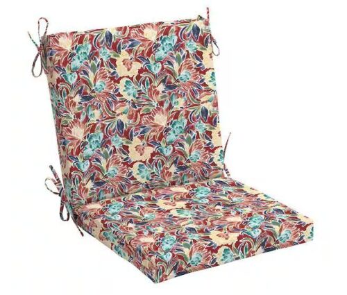 Lot of (2) Hampton Bay 17 in. W x 20 in. D Mid Back Universal Outdoor Cushion in Chili Floral
