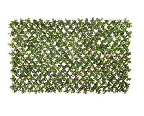 Lot of (2) Vigoro 36 in. H x 72 in. W Golden Artificial Gardenia Leaves PVC Expandable Trellis