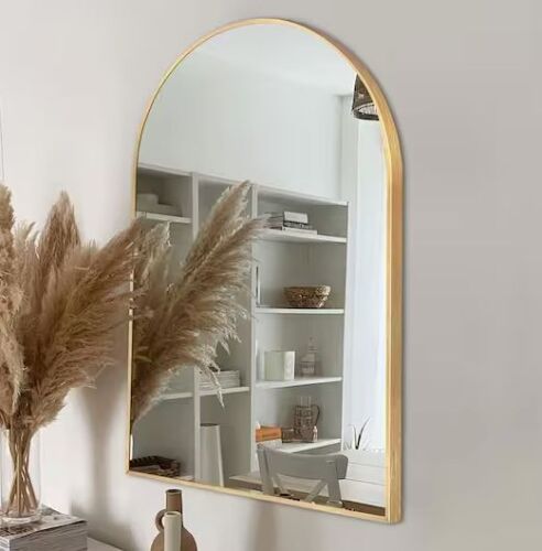 24 in. W x 36 in. H Gold Vanity Arched Wall Mirror Aluminium Alloy Frame