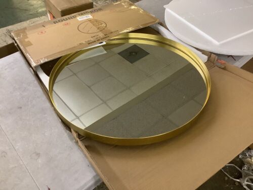 24" Gold Framed Round Mirror