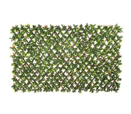 Vigoro 36 in. H x 72 in. W Golden Artificial Gardenia Leaves PVC Expandable Trellis