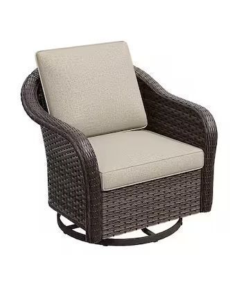Brown Wicker Outdoor Patio Swivel Chair