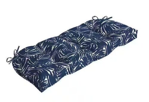 ARDEN Earth Fiber Outdoor Wicker Rectangular Settee Cushion, Navy Blue King Palm