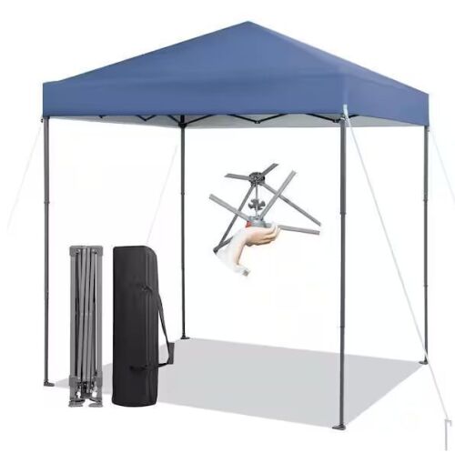 6.6 ft. x 6.6 ft. Blue Pop-up Canopy Tent UPF 50 Plus Portable Sun Shelter