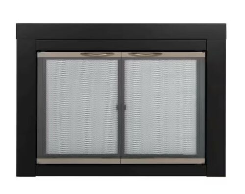 Pleasant Hearth Alsip Small Glass Fireplace Doors, Fits openings 30 in. W to 37 in. W and 22.5 in. tall to 29.5 in. tall