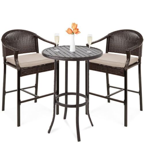 3-Piece Patio Bar Table Set - Missing Table Top