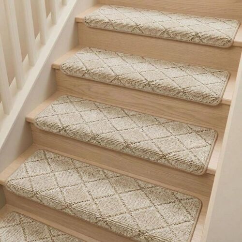 MBIGM Non-Slip Carpet Bullnose Stair Treads 14 Pack 9.5" x 30" Beige