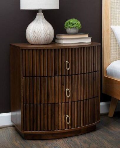 Linon Home Decor Cassen Walnut Brown 3-Drawer 24 in. W Nightstand