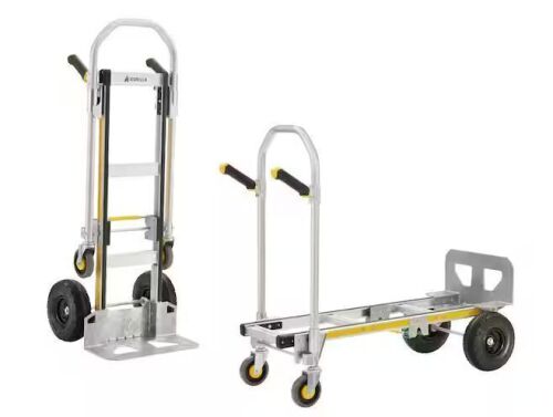 Gorilla 1,000 lbs. Capacity Convertible All Aluminum Hand Truck with Multi-Grip Power Handle, Wide Load Toe Plate Technology