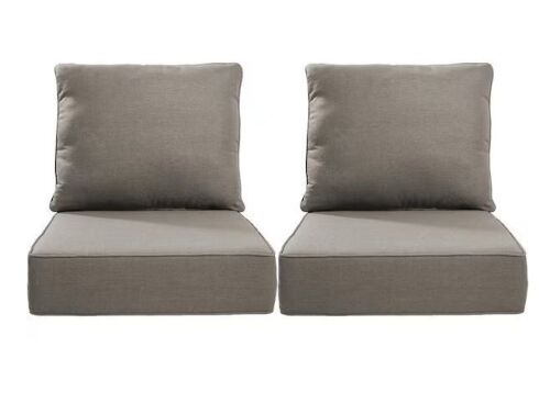 24 in. x 24 in. x 6 in. 4-Piece Deep Seating Water & Fade Resistant Outdoor Lounge Chair Replacement Cushion Set in Gray
