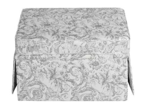 Uixe Rococo Light Gray Chenille Rectangle Storage Ottoman