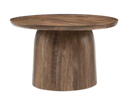 Modway Holloway 30 Inch Round Mango Wood Coffee Table in Walnut