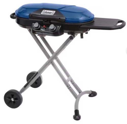 Coleman RoadTrip X-Cursion 2 Burner Propane Grill for Outdoor Camping and BBQ, Stand Up Grill, Blue