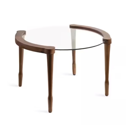 Kate and Laurel Santoro 28 in. Walnut Brown Round Glass Coffee Table