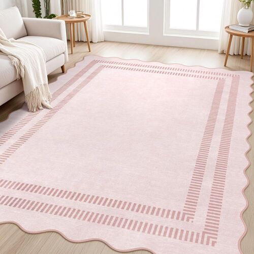 5' x 7' Scalloped Pink Rug