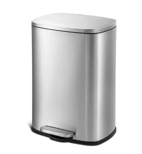 Qualiazero 13 Gal. Stainless Steel Kitchen Trashcan, Step-on, Rectangle