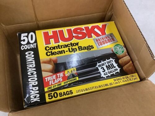 Husky 42 Gal. Heavy-Duty Contractor Clean-Up Bags with 20% PCR (50-Count)