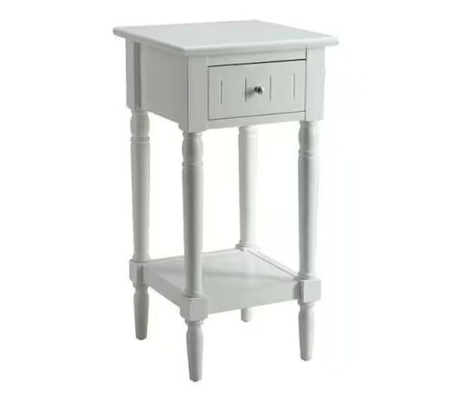 Convenience Concepts French Country 14 in. W x 28 in. H White Square Wood Khloe End Table Drawer