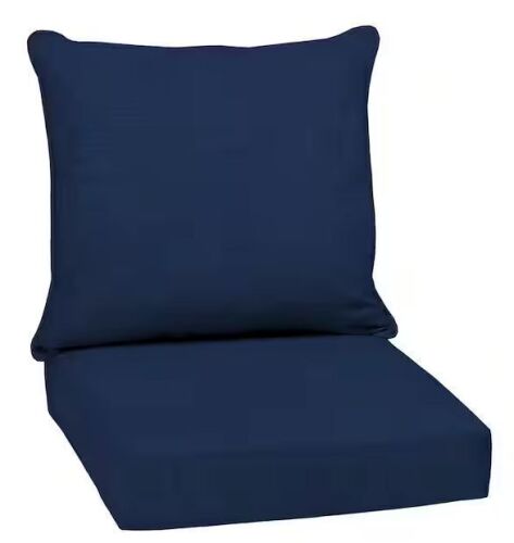 ARDEN 24 in. x 24 in. 2-Piece Deep Seating Outdoor Lounge Chair Cushion in Sapphire Blue Leala