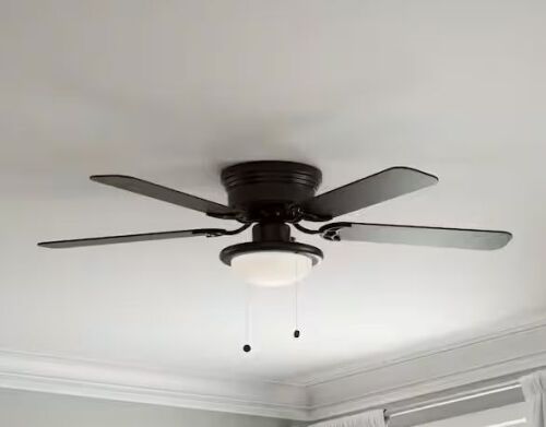 Hampton Bay Hugger 52 in. LED Indoor Black Ceiling Fan with Light Kit
