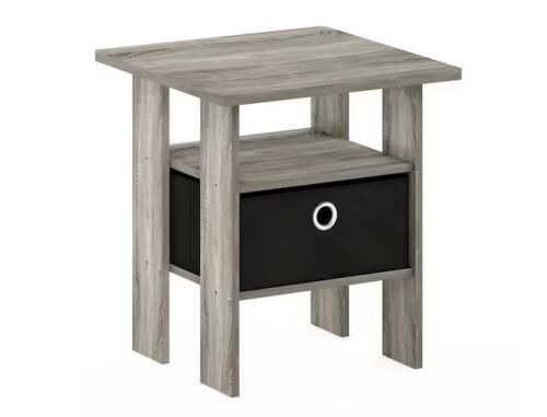 Furrino French Oak Grey and Black Storage End Table