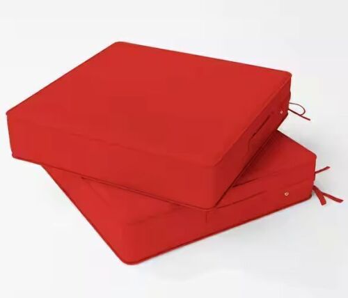 19 x 19 x 4 in. Square Outdoor Seat Pads (2-Pack), Waterproof Patio Cushions Fit for Dining Chairs, Red