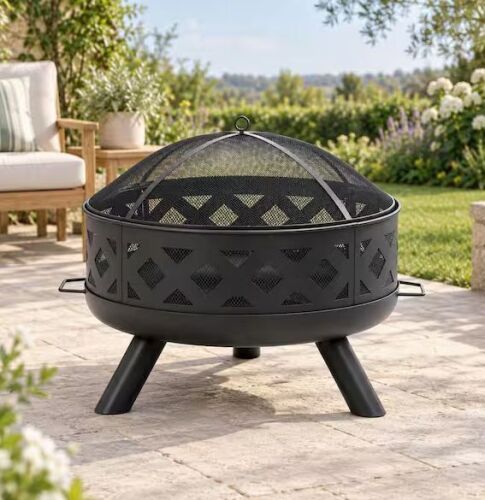 HeatMaxx 31. 5in 3-in-1 Triple Function Design Outdoor Wood Burning Deep Bowl Fire Pit, Low Smoke