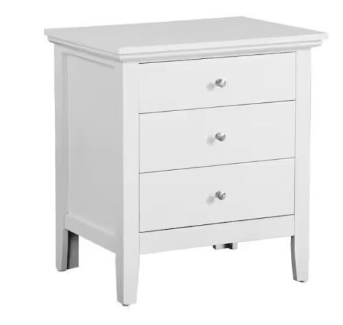 Hammond 3-Drawer White Nightstand (26 in. H x 24 in. W x 18 in. D)