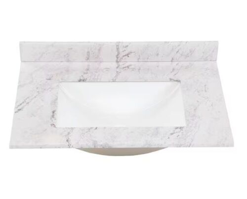 Home Decorators Collection 31 in. W x 22 in. D Engineered Stone Composite White Rectangular Single Sink Vanity Top in Lunar