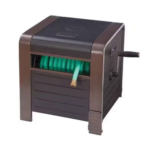 LIBERTY GARDEN 200 ft. Bronze Steel Elegant Hose Box Garden Hose Reel