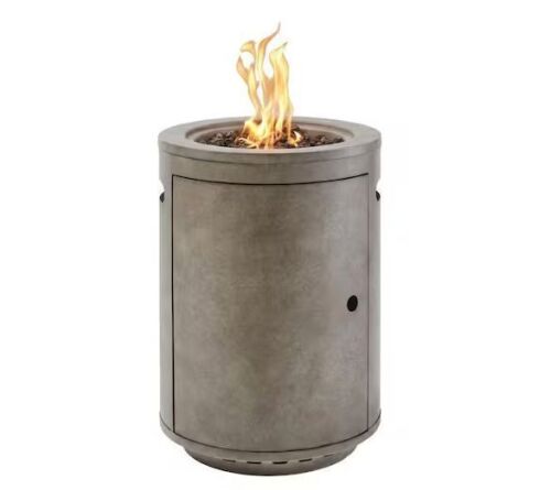 Hampton Bay Somerset 18 in. W x 25 in. H 30,000 BTU Stone Finish Metal Propane Fire Column with Lava Rocks and Cover