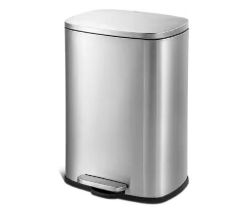 Qualiazero 13 Gal. Stainless Steel Kitchen Trashcan, Step-on, Rectangle