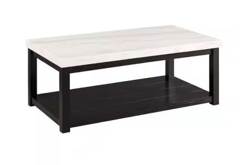 Picket House Furnishings Evie 48 in. White Rectangle Marble Coffee Table