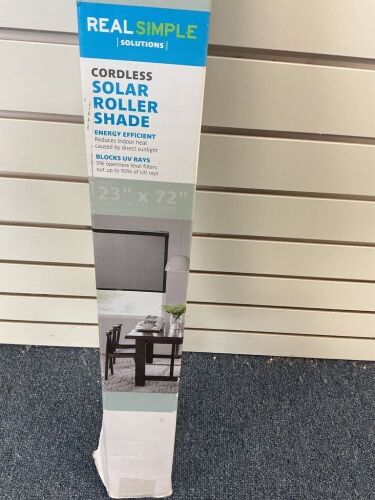 Cordless Solar Roller Shade, 23x72, Black
