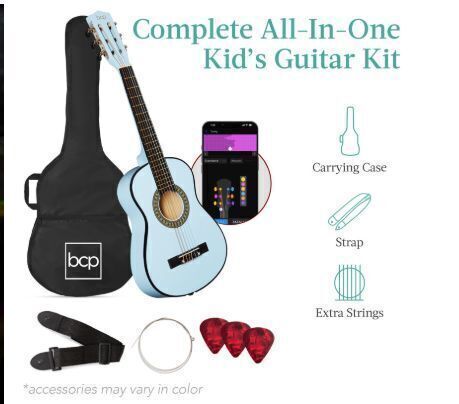 Kids Acoustic Guitar Beginner Starter Kit w/ Carrying Case - 30in