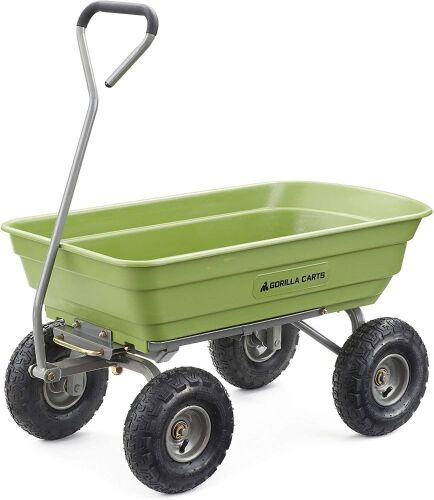 Gorilla Carts Poly Garden Dump Cart with Steel Frame and 10" Pneumatic Tires, 600-lbs. Capacity - Lot 48