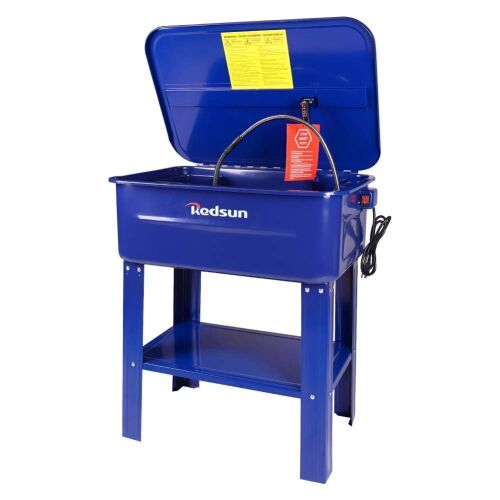 Red Sun Parts 20 Gallon Cabinet Electric Solvent Pump Portable Automotive Parts Cleaner with Shelf Tank for Wheel Bearings, Gears, and Carburetors - Lot 64