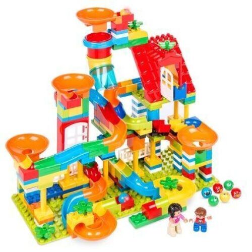 Kids 247-Piece Building Block Marble Run STEM Toy Track Set w/ Ramps, Slides - Lot 85