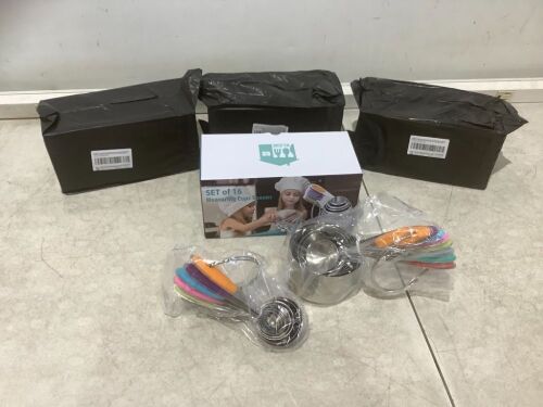 Lot of (4) Colorful Silicone Handle Measuring Cups & Spoons, Set of 16 - Lot 259