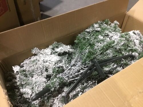 9' Pre-Lit Snow Flocked Artificial Pine Christmas Tree w/ Warm White Lights - Lot 426